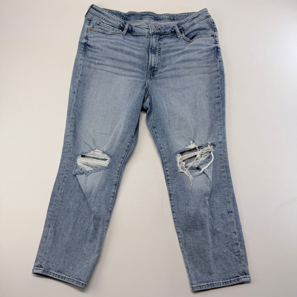 Old Navy OG Straight High Rise Distressed Light Wash Jeans Womens 16